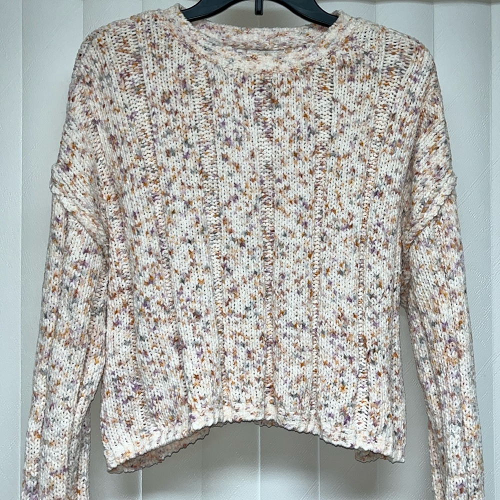 🤍Womens White Multi-Color Arizona Cropped Sweater - Picture 2 of 5